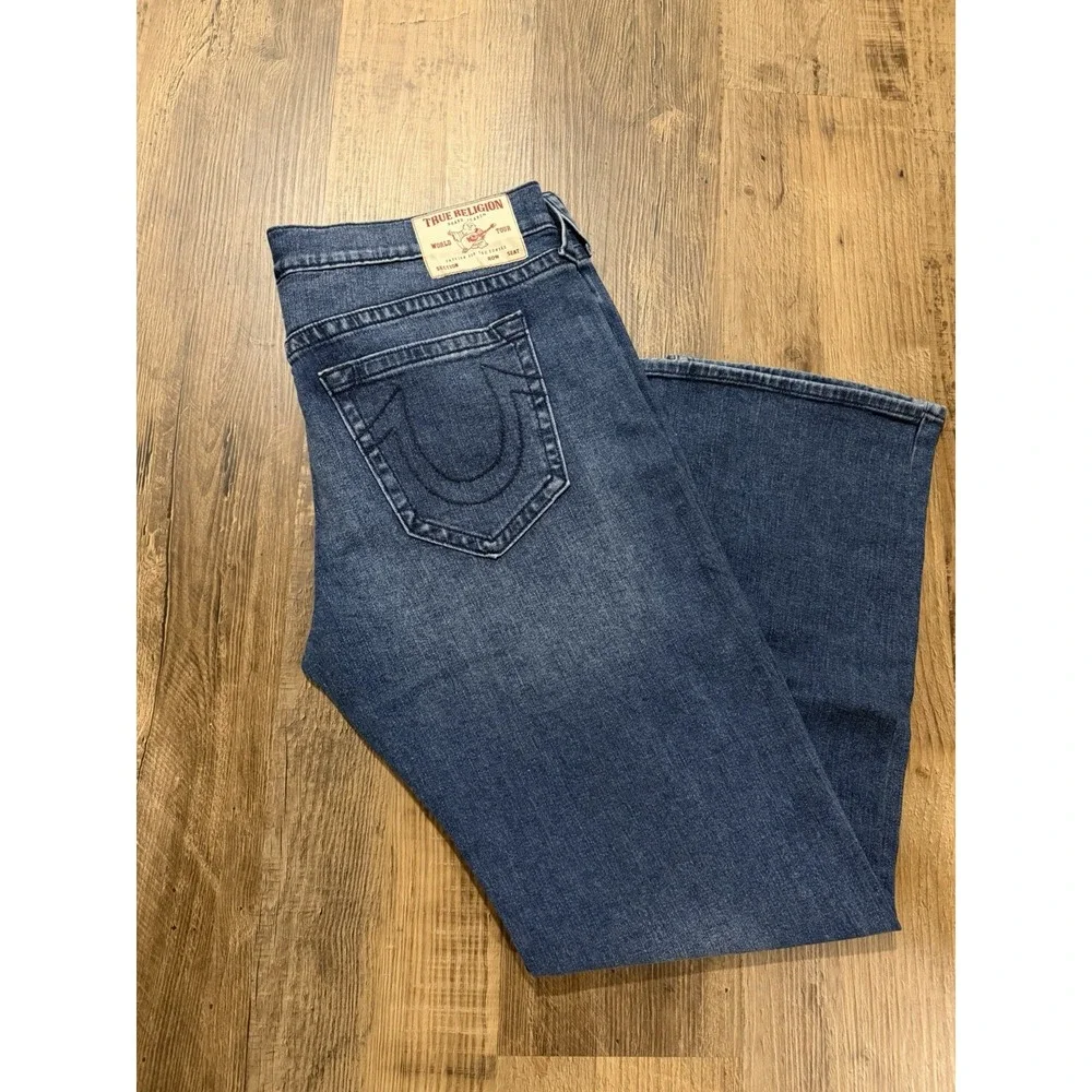 True‎ Religion Ricky Relaxed Straight Jeans Mens 38x34 (Fits 38x32.5) Tidal Wash